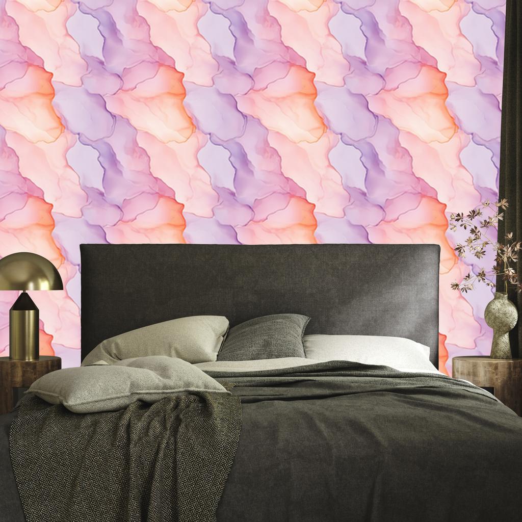 Ink Coral, Powder Pink and Lavender Wallpaper for Living Room and Bedroom 50x1000