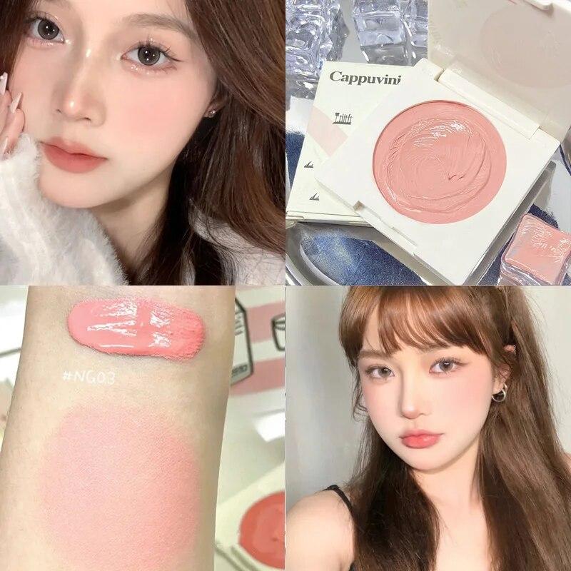 Peach Pink Creamy Blush Cheek Rouge Contouring Brightening Waterproof Eyeshadow Blusher Face Makeup Cosmetics