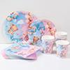 Gender Reveal Tableware Pink Blue Bear Disposable Tableware Set Plates Cups Boy Or Girl Party Supplies Baby Shower Party Decors