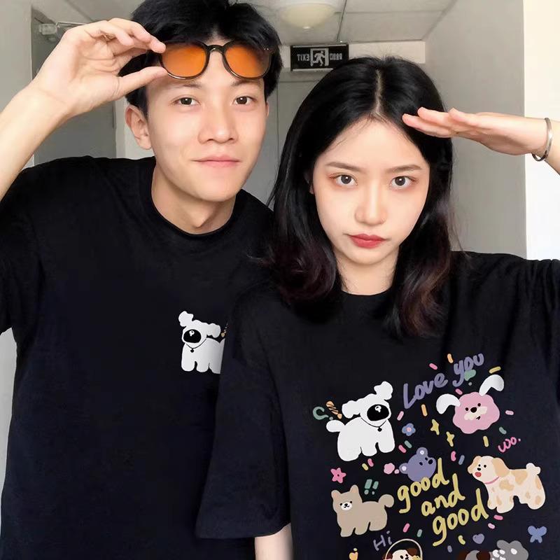 Футболка свободного покроя унисекс из чистого хлопка с короткими рукавами, лето 2025 г. - модная одежда для пар