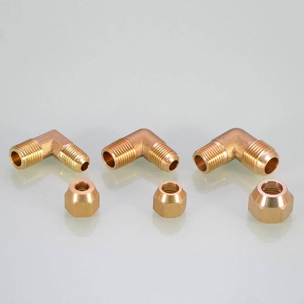Brass Male Thread Flare Connector 1/4" 3/8" 1/2" BSP 90° Elbow 6mm 8mm 10mm Refrigeration Aircon Fitting