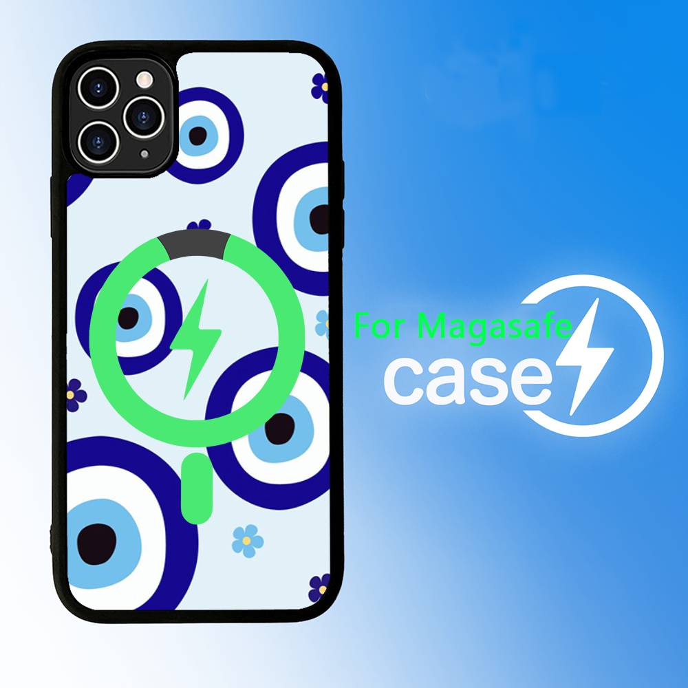 Чехол для телефона «Синий Глаз Удачи» и «Сглаз» для iPhone 16 15 14 13 12 11 17 Pro Max Plus Магнитная Беспроводная Защитная Крышка
