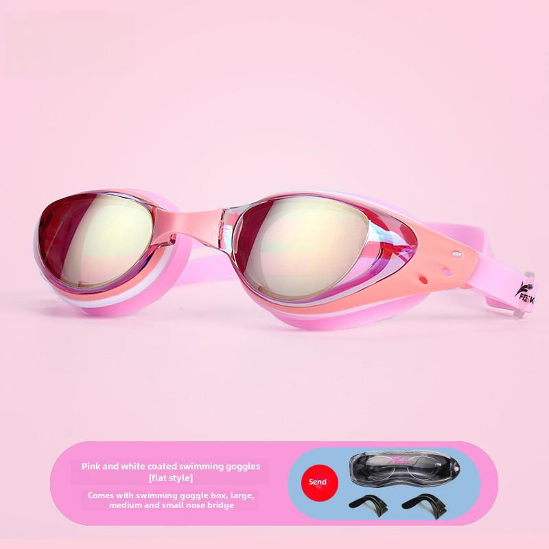 Женские очки для плавания с высокой четкостью для близорукости с набором шапочек — водонепроницаемые, с защитой от запотевания, большая оправа для мальчиков и детей