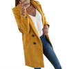 Solid Color Fashion Women Long Sleeve Lapel Slim Fit Pocket Button Overcoat