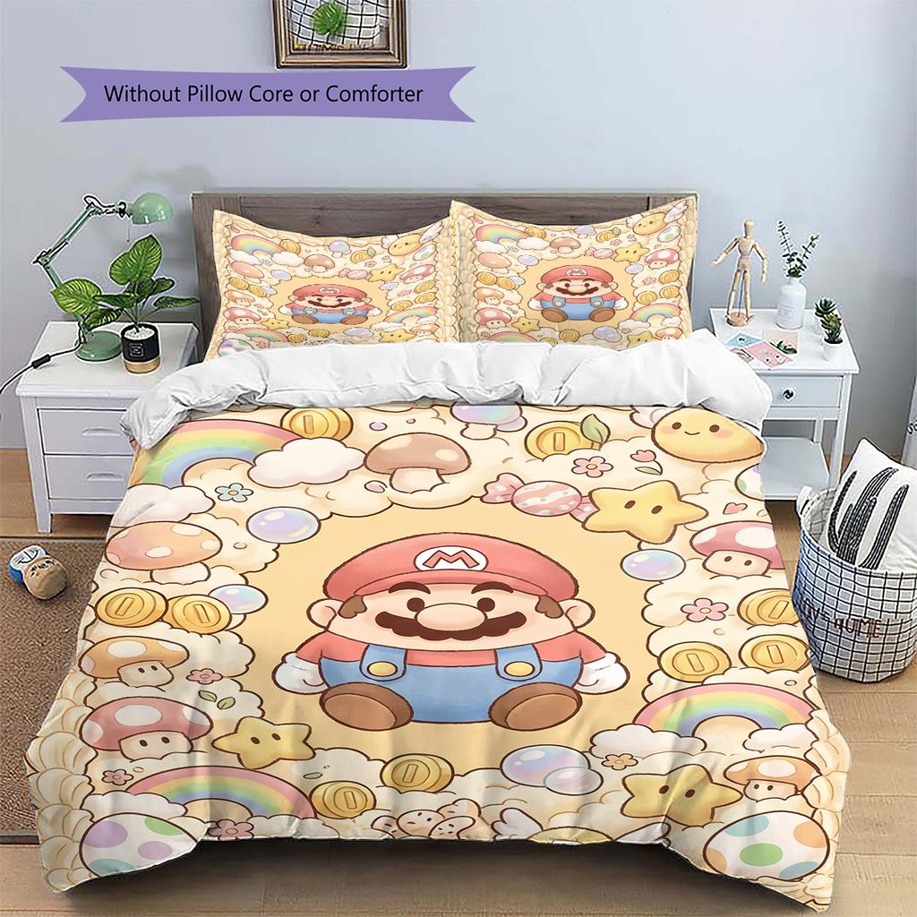 Mario Retro Pixel Duvet Cover & Pillowcases, Mario Fan Retro Pixel Bedding, Great Gift.chl