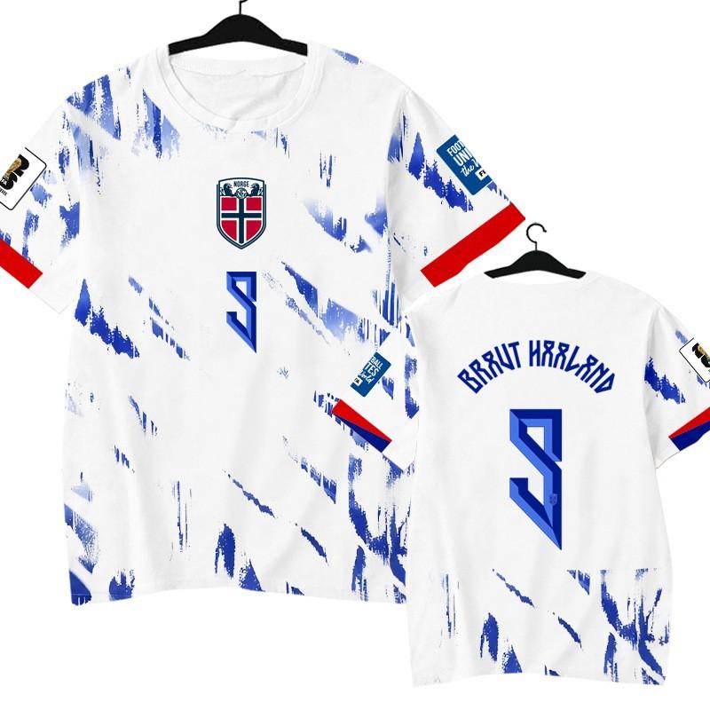 Mens Norway National Team Haaland Player Edition Dry Fit Short Sleeve T-Shirt Sport Casual Tee
