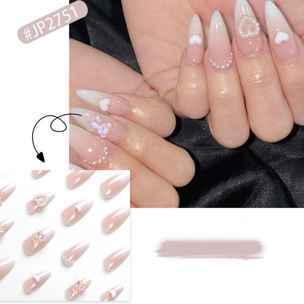 Длинные миндалевидные накладные ниалы. Френч-пресс на ногтях. Маникюр. Накладные ногти своими руками.