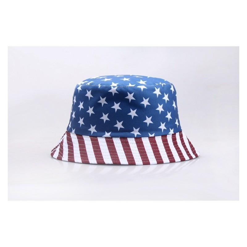 Summer Sun Protection Fisherman Hat With Dualside Us Flag Design For Women