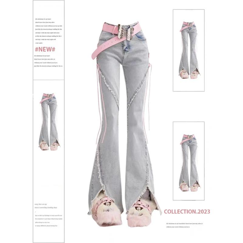 Women's Baggy Jeans Vintage Y2k 90s Oversize Denim Trousers Harajuku High Waist Wide Cowboy Pants with Slit Trashy 2000s Clothes