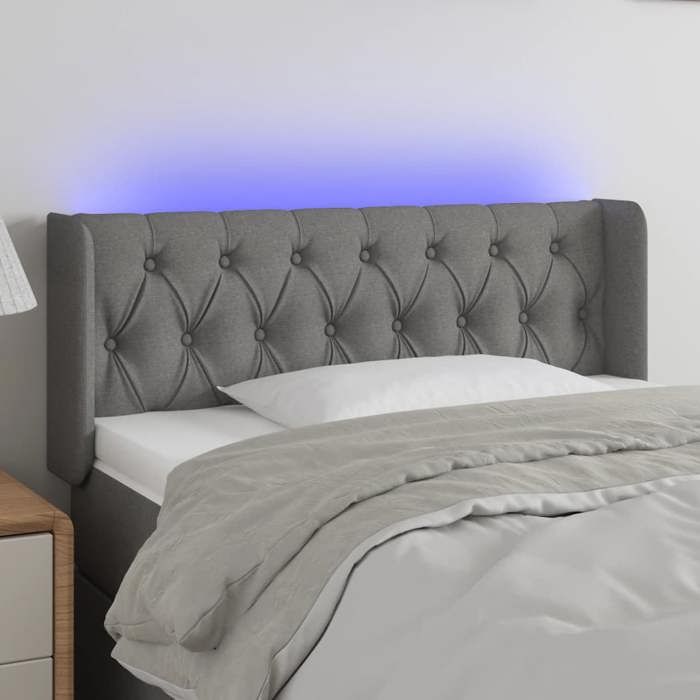 VidaXL LED Headboard Bedroom Furniture Single Bed Accessory Headboard Bed Frame Interior Dark Grey 3123555