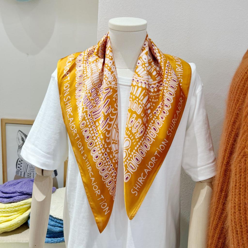 Small Square Scarf Letter Printed Silk Scarf Women's High Definition Thin Hair Tie Bags Tie Bags Commuting Career Accessories Neckerchiefs