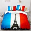Paris Eiffel Tower Themed Duvet Cover Set City Landscape Sky Cloud Comforter Cover Home Decor Romantic Bedspread Cover King Size