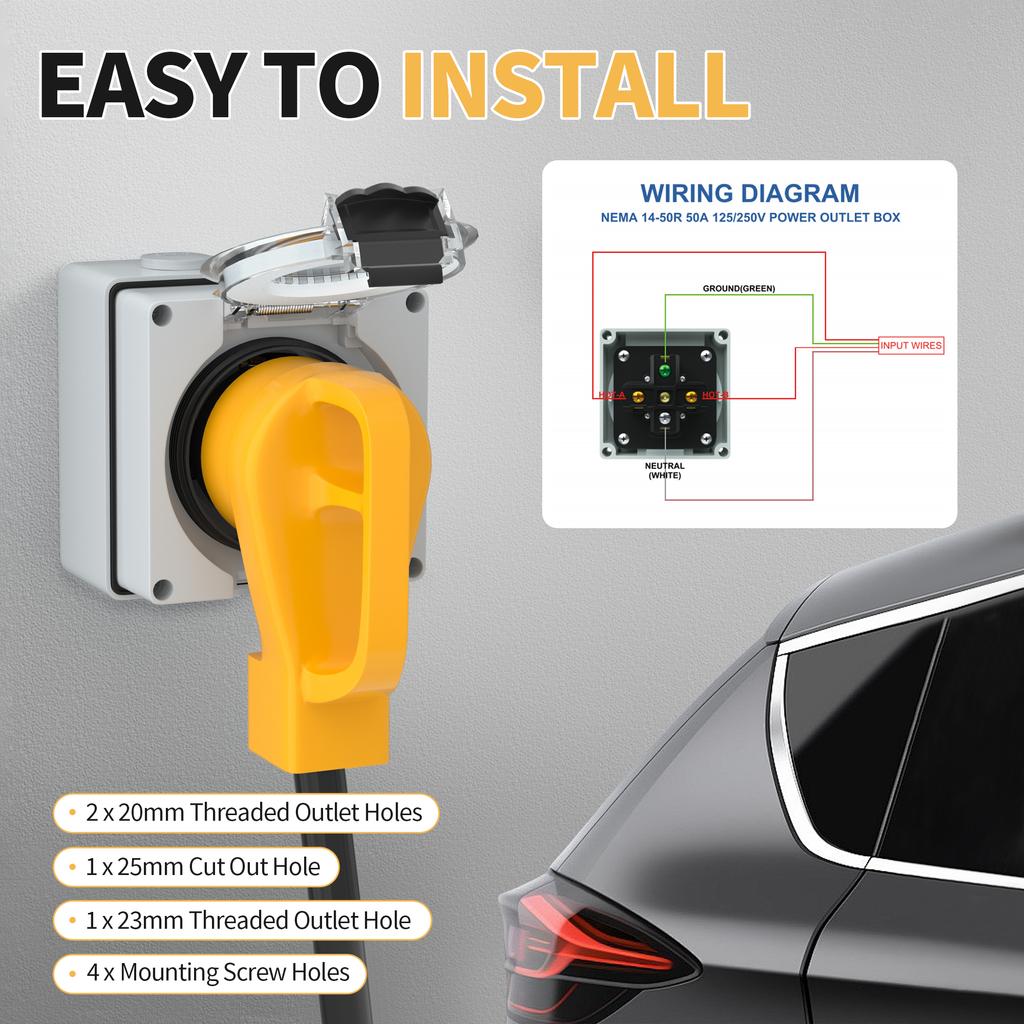 DaierTek 50 Ампер Коробка для розетки для дома на колесах 125/250В NEMA 14-50R Розетка для дома на колесах Погодозащитная Панель электрической розетки для дома на колесах, кемпера, прицепа
