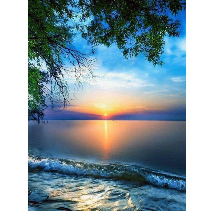 DIY 5D алмазная живопись Дерево Алмазная вышивка Осенний пейзаж Дом вышивка крестом полная круглая дрель настенная наклейка домашний декор