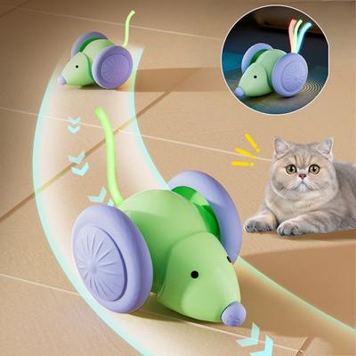 Интерактивная игрушка для кошек Электрическая мышка Машинка Автоматическая дразнилка котенок Игрушки для питомцев Перезаряжаемая Интеллектуальное избегание препятствий Машинка-игрушка для кошек