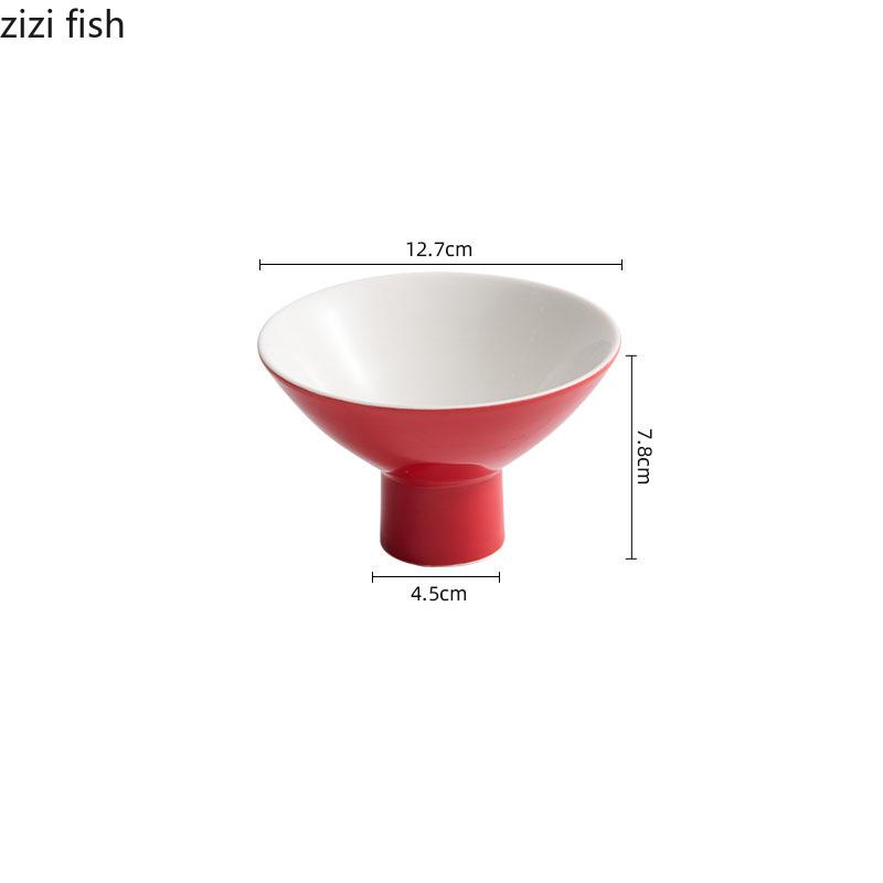 Creative Ceramic High Legged Deep Bowl Dessert Bowl Salad Bowl Snack Bowls Restaurant Molecular Cuisine Specialty Tableware