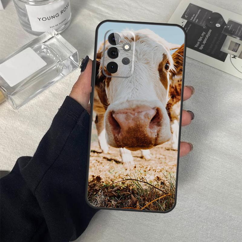 Забавный чехол-лицо коровы для Samsung Galaxy A06 A16 A26 A36 A56 A53 A32 A52 A33 A13 A55 A35 A15 A14 A34 A54 A17