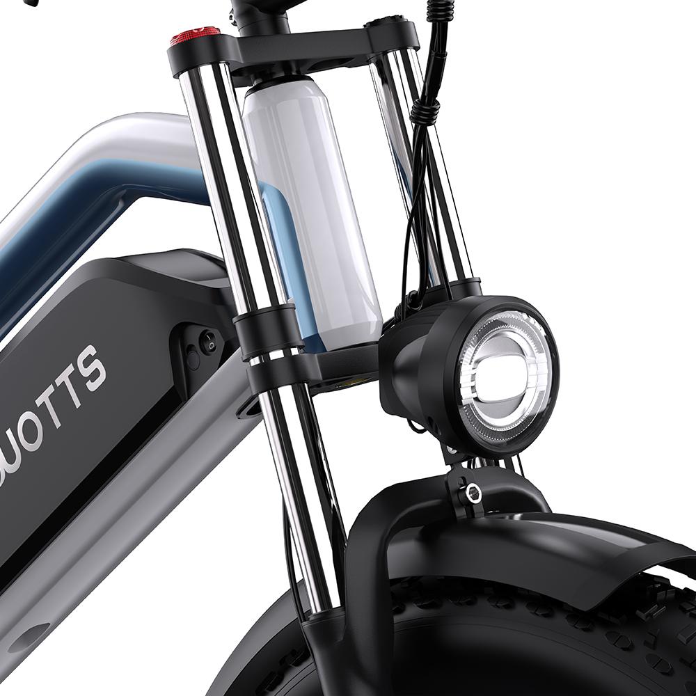 DUOTTS N26 electric bicycle, dual motors, 48V 20Ah battery, 26 x 4-inch wide tires, hydraulic disc brakes, full suspension, maximum range 60-120 km.