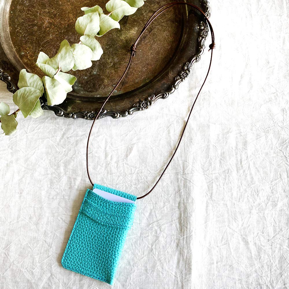 ID Card Holder Genuine Leather Neck Strap Commuter Pass Case Card Case Glasses Holder Pen Strap Shrink Embossed Leather Made In Japan Stylish Bb014