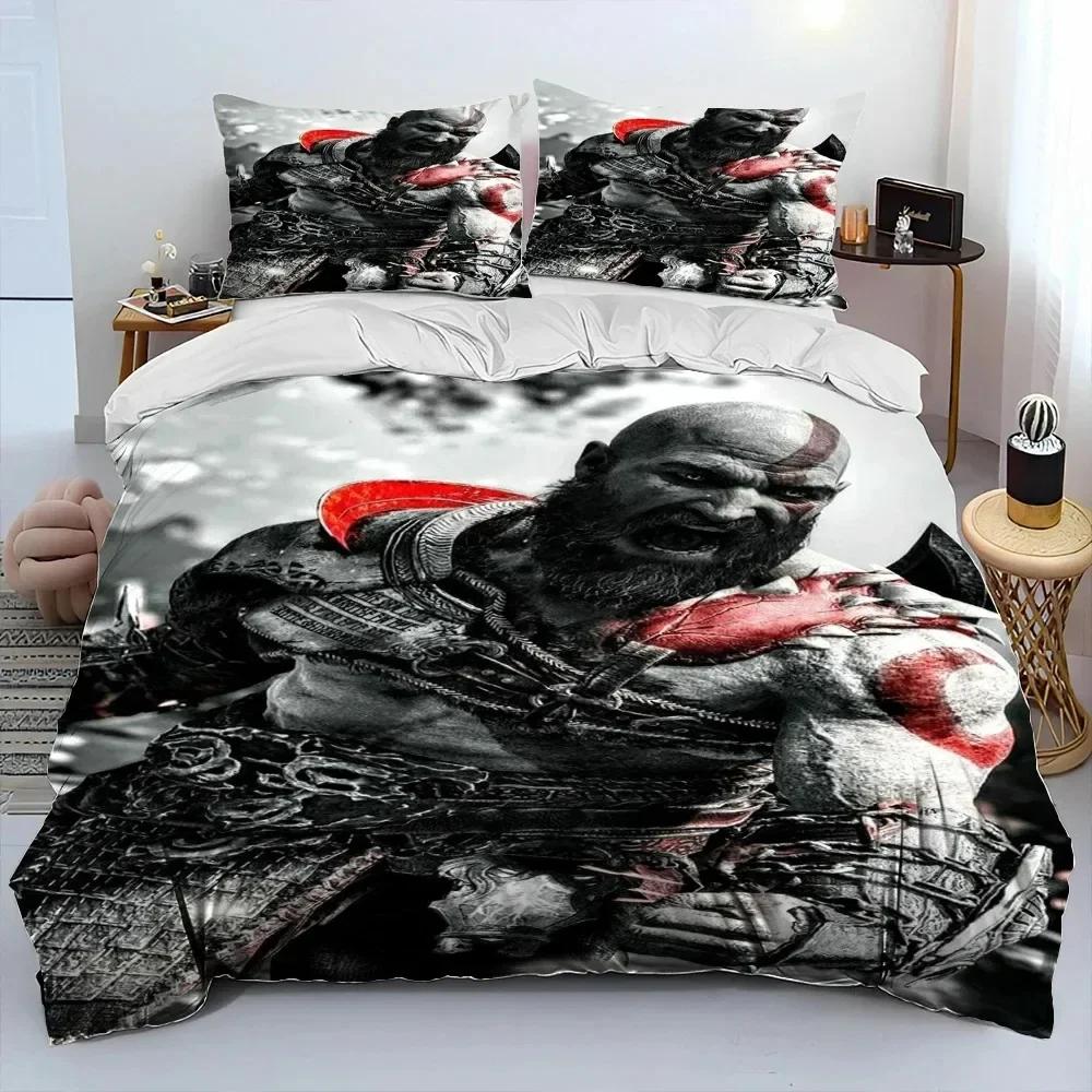 3D Игра God of War Геймеры Кратос Комплект постельного белья Печать С наволочкой Пододеяльник Мягкий Односпальный Двуспальный Queen Super King Size