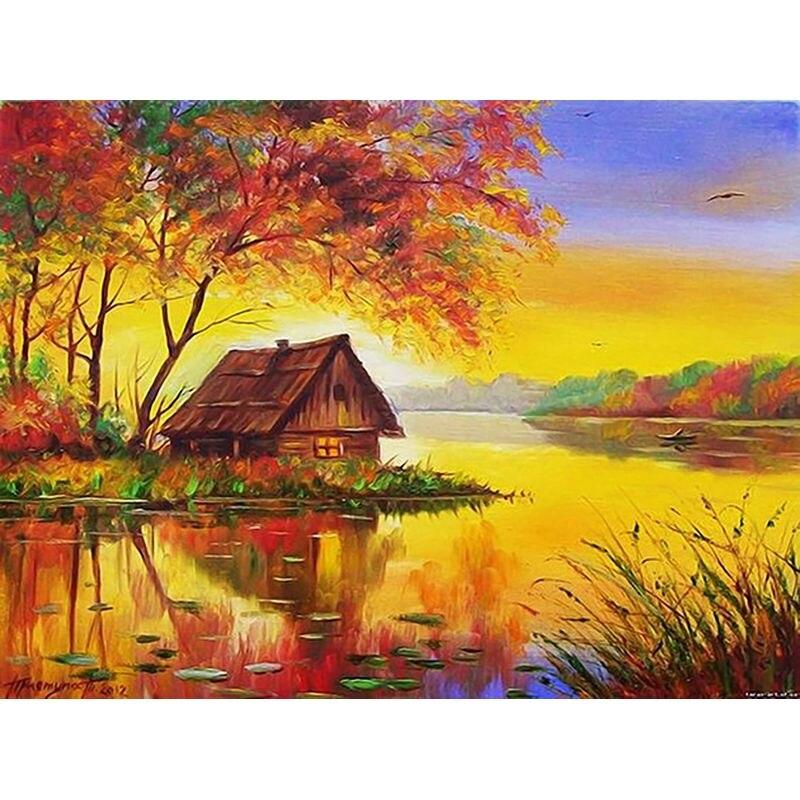 5d Diy Полная круглая алмазная картина Пейзаж Diy Алмазная вышивка крестом Украшение для дома