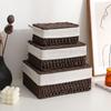 3PCS Rattan Woven Laundry Basket Cosmetic Jewelry Storage Basket Fabric Artly Handcrafted Three-Piece Set for Items