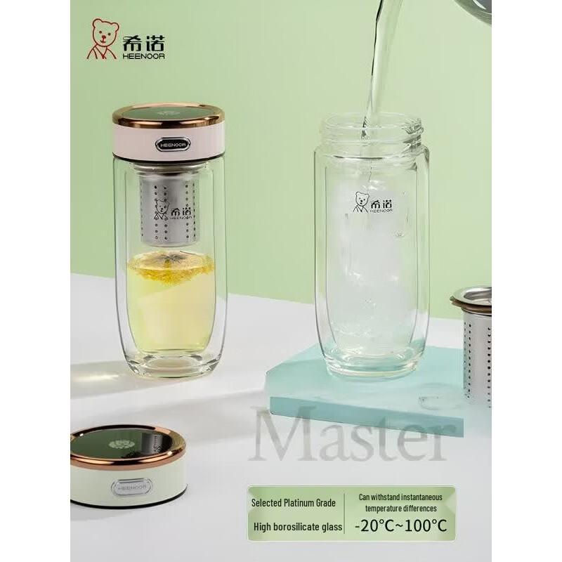 Heenoor XN-605M Double-layer Antimicrobial Glass Tea Cup