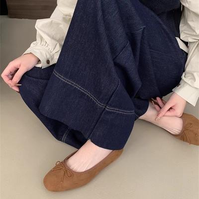 2025 ранняя весна новая универсальная обувь на плоской подошве с квадратным носком и неглубоким вырезом, ленивые туфли-лодочки с бантом, бабушкины туфли