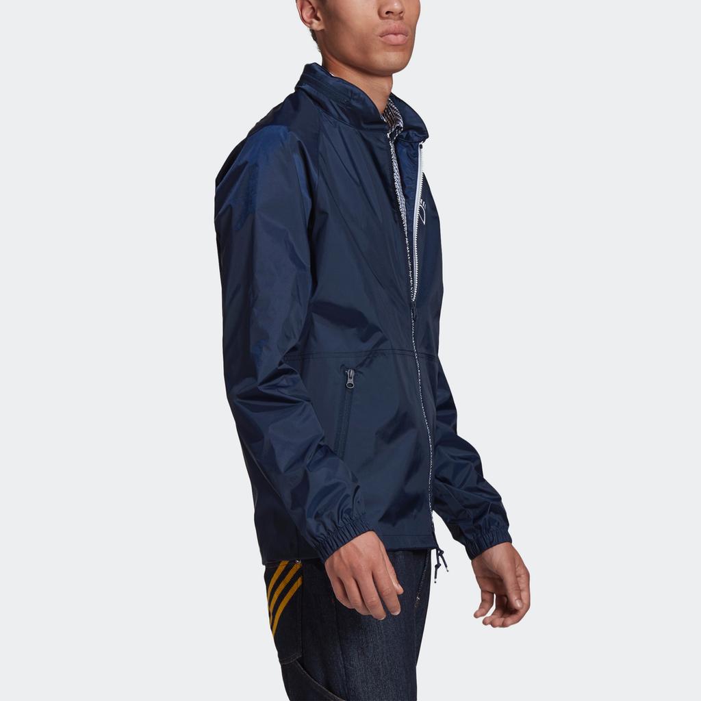 adidas originals x HUMAN MADE Crossover Embroidered Logo hooded Sports Jacket Navy Blue Men's GM4256