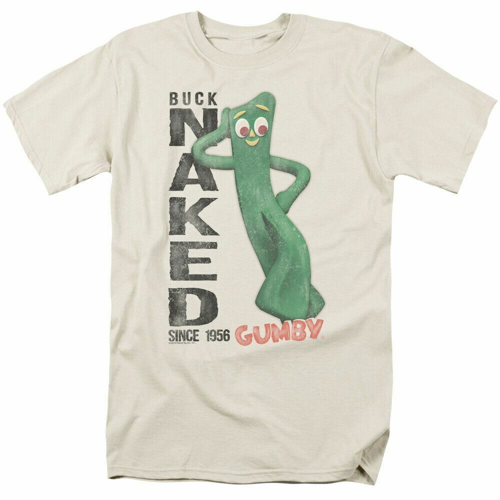 26 Gumby Buck Naked Logo T Shirt Mens Licensed Classic TV Show Cream Unisex T-Shirt