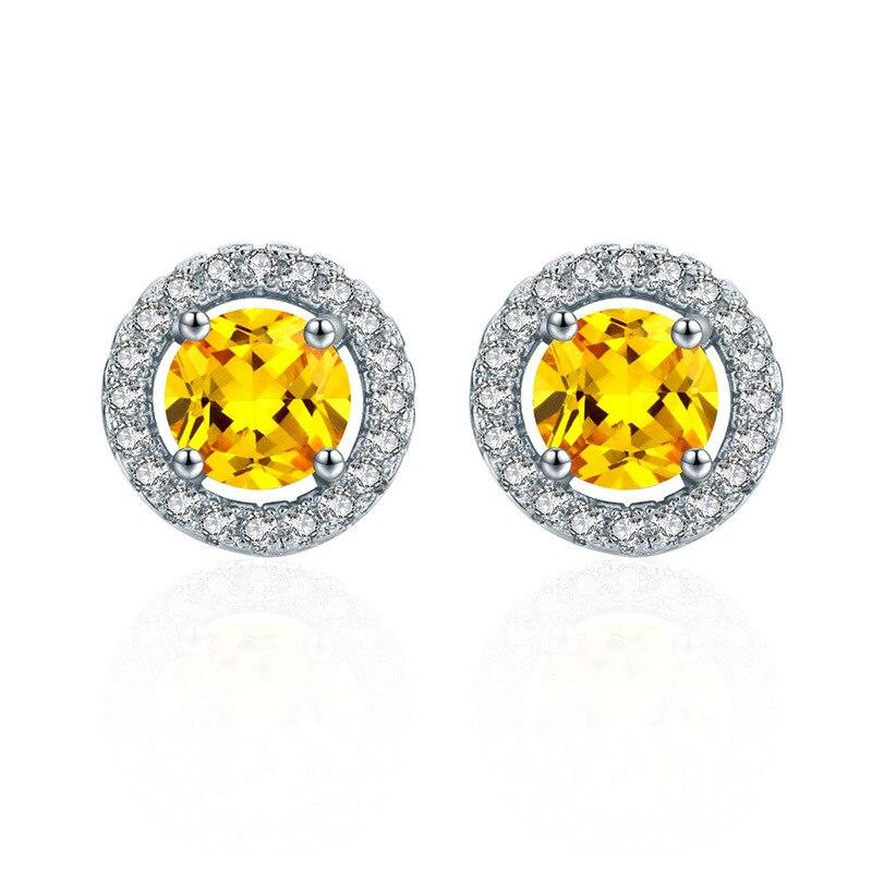 Female Luxury White Stone Stud Earrings Dainty Rose Gold Silver Color Round Earrings Vintage Wedding Earrings for Women