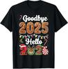 Мужские и Женские Футболки Прощай 2025 Привет 2026 С Новым Годом Канун Рождества Рождество Xmas Милая Футболка S-3XL