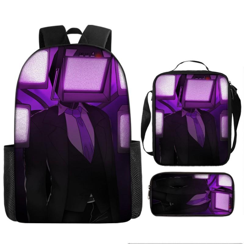 Kids Cartoon Character Backpack Set School Oxford Fabric Breathable Lightweight With Padded Straps