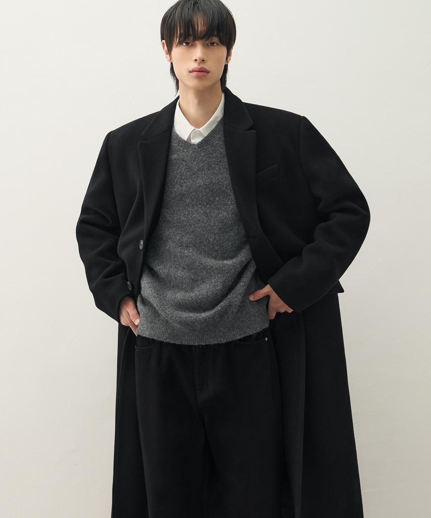 Draw Fit Premier Wool Single Chester Coat [Black]