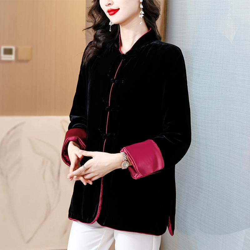 Хлопковая куртка в китайском стиле Зимняя маленькая хлопковая куртка Одежда для мам Винтажный стиль Пуговичная хлопковая куртка Костюм Тан Женская куртка