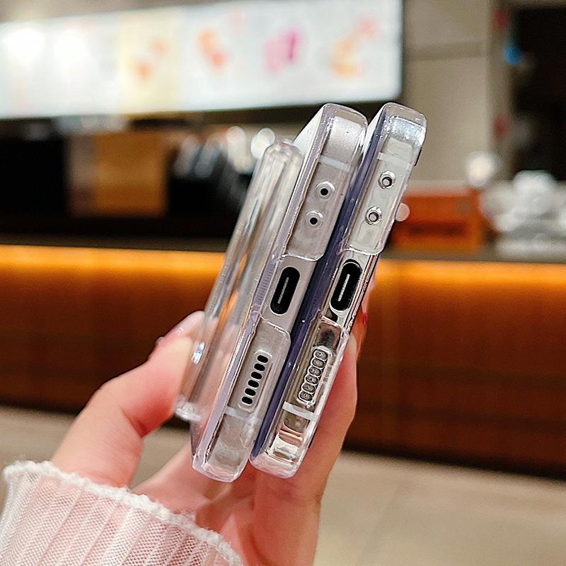 Transparent Love Flower Phone Case For Samsung Galaxy Z Flip 6 5 4 3 Flip 5 Flip 6 Shockproof Bumper Slim Hard Back Cover Fundas