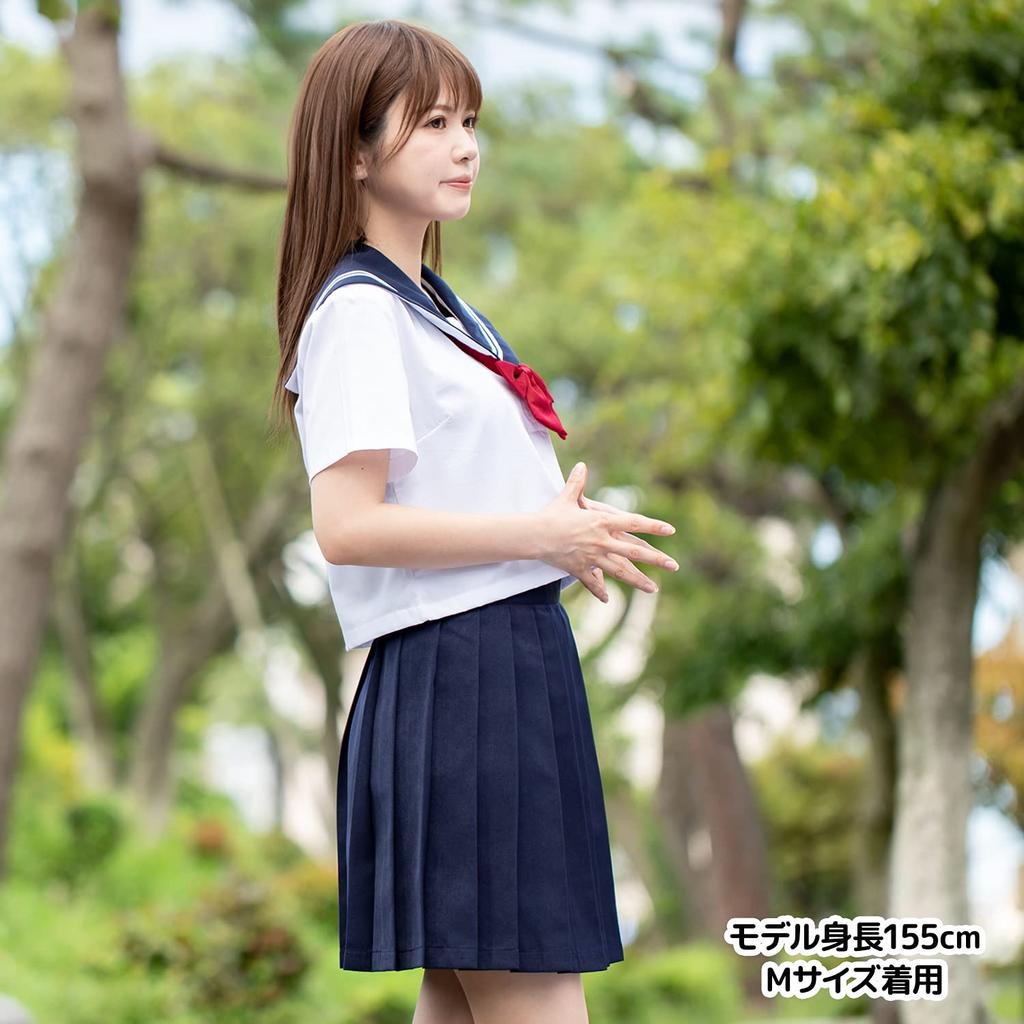 [CLASSE] Cosplay Sailor Uniform Ribbon Costume Ladies Crossdressing Schoolgirl Sailor Suit Short Sleeve White L Size (M Size Equivalent)