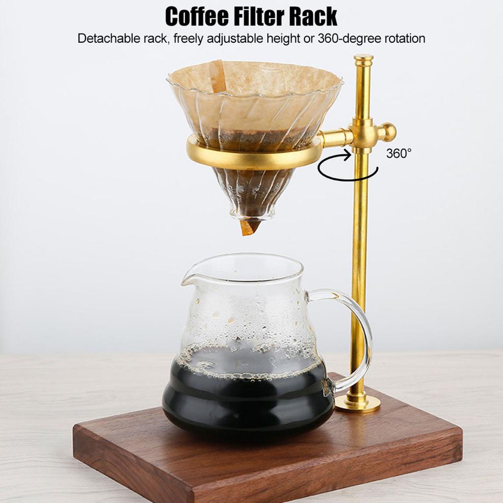 Wooden Brass Coffee Filter Holder Drip Filter Cup Rack Stand Accessories for Coffee Making