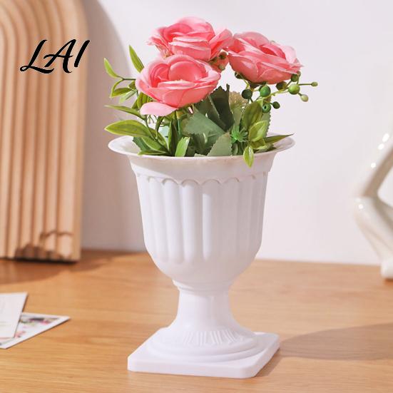Faux Plant Flowerpot Flower Urn Planter Plastic Pot White Small Overwatering Prevention Planter Urn Elegant Retro