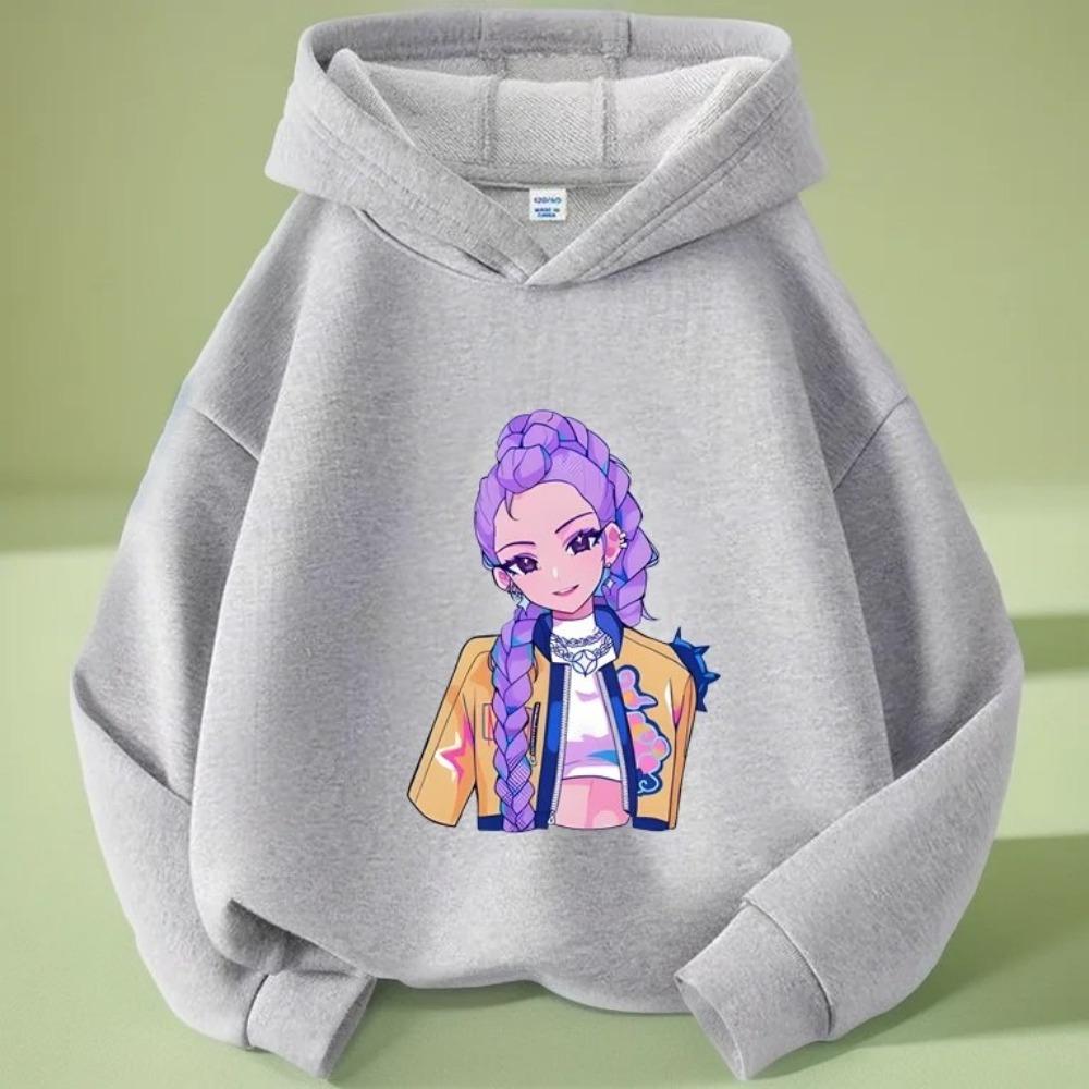 K-pop Demon Hunter Saja Cartoon Print Boy and Girl Long Sleeved Casual Warm Children's Hoodie