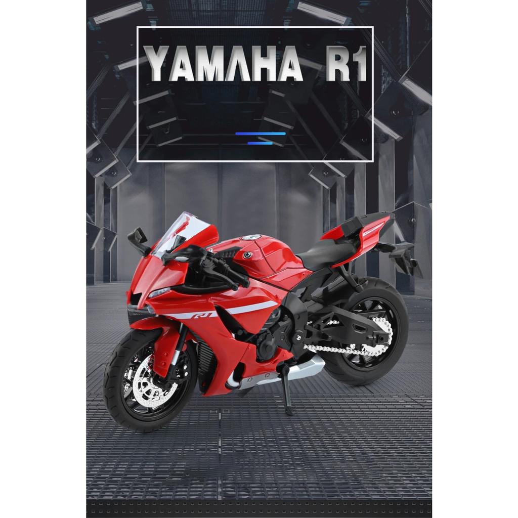 1/12 Scale Yamaha YZFR1 Alloy Die Cast Motorcycle Model Toy Vehicle Collection Sound and Light Off Road Autocycle Boy Toys Car