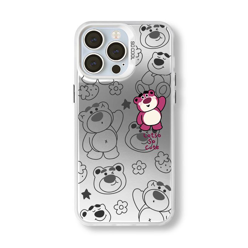 Lotso Bear iPhone Case - Compatible with iPhone 12 Pro Max to iPhone 17, Silver, 15 Colors Available