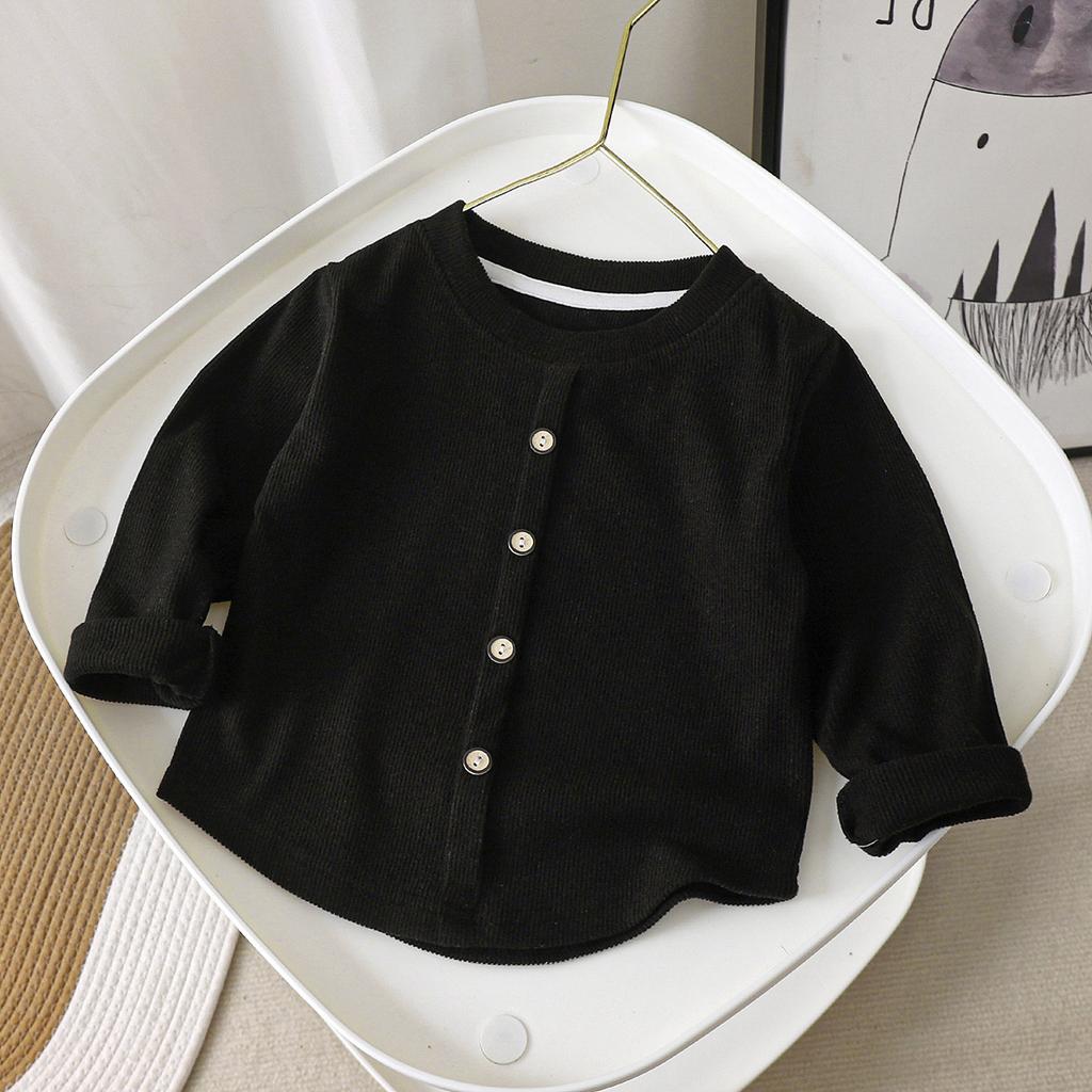 Spring Children's Base Shirt Elastic Button Warm Long Sleeved Top
