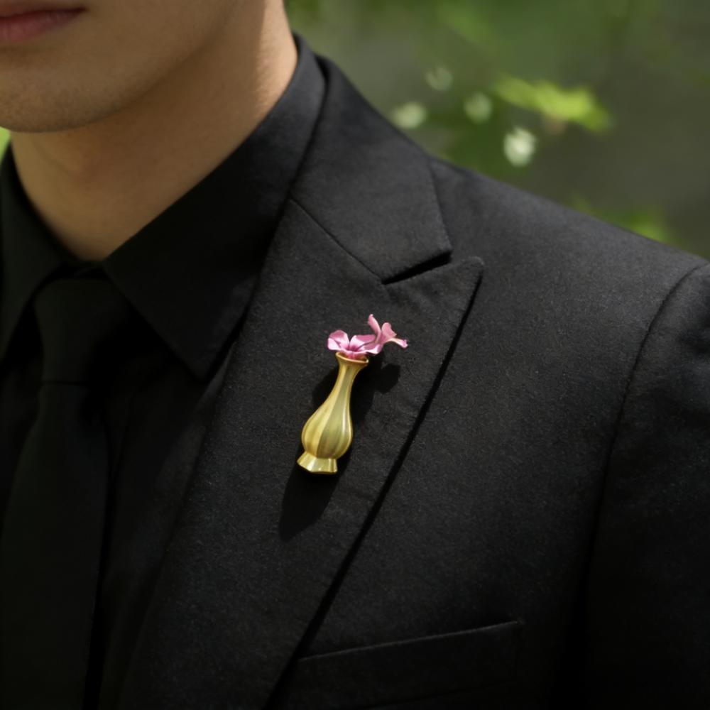 Can Be Arranged in Flower Mini Cabbage Vase Brooch Exquisite Flower Arranging Brooch  Dinner