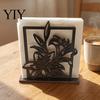 Geometric Hollow Napkin Storage Wooden Holder, Black Silhouette Pattern, Decorative Vertical Modern Farmhouse Table Holder Stand, Boho Style