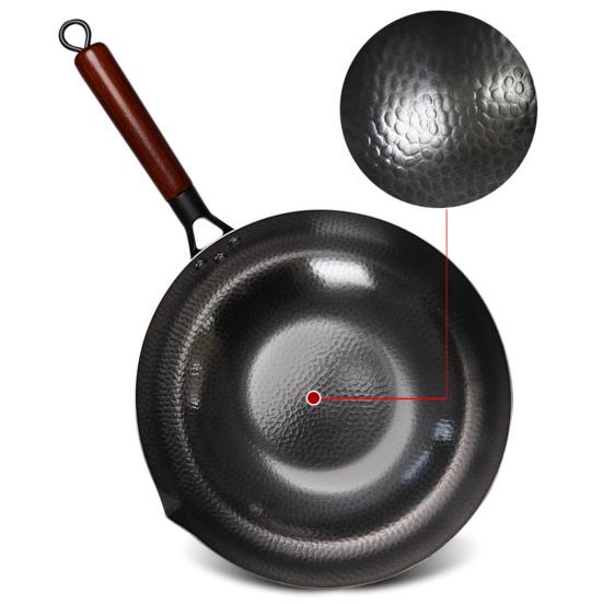 Кованая чугунная сковорода вок с антипригарным покрытием, сковорода с рисунком рыбьей чешуи, равномерный нагрев, эргономичная ручка, кастрюля для жарки, тушения, приготовления на пару