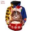 Christmas Hoodies Men 3D Printing Casual Oversized Pullover Sweatshirt Cute Animal Cat Graphic Hoodie Funny Christmas Clothes