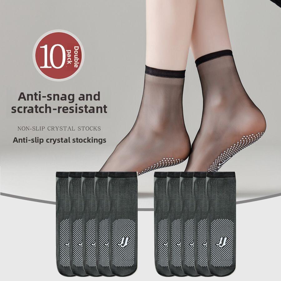 10 Pairs of Women's Summer Thin Non Slip Foot Massage Crystal Socks