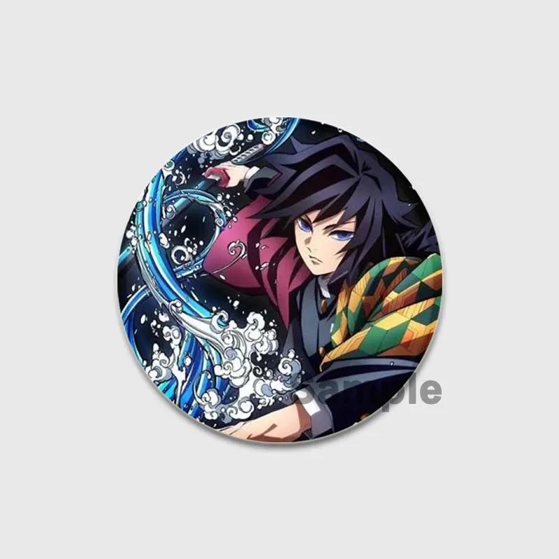 32/44/58mm Round Anime Brooches Kamado Tanjirou Tsuyuri Kanao Hashibira Inosuke Rengoku Kyoujurou Agatsuma Zenitsu Akaza Badge Lapel Pins