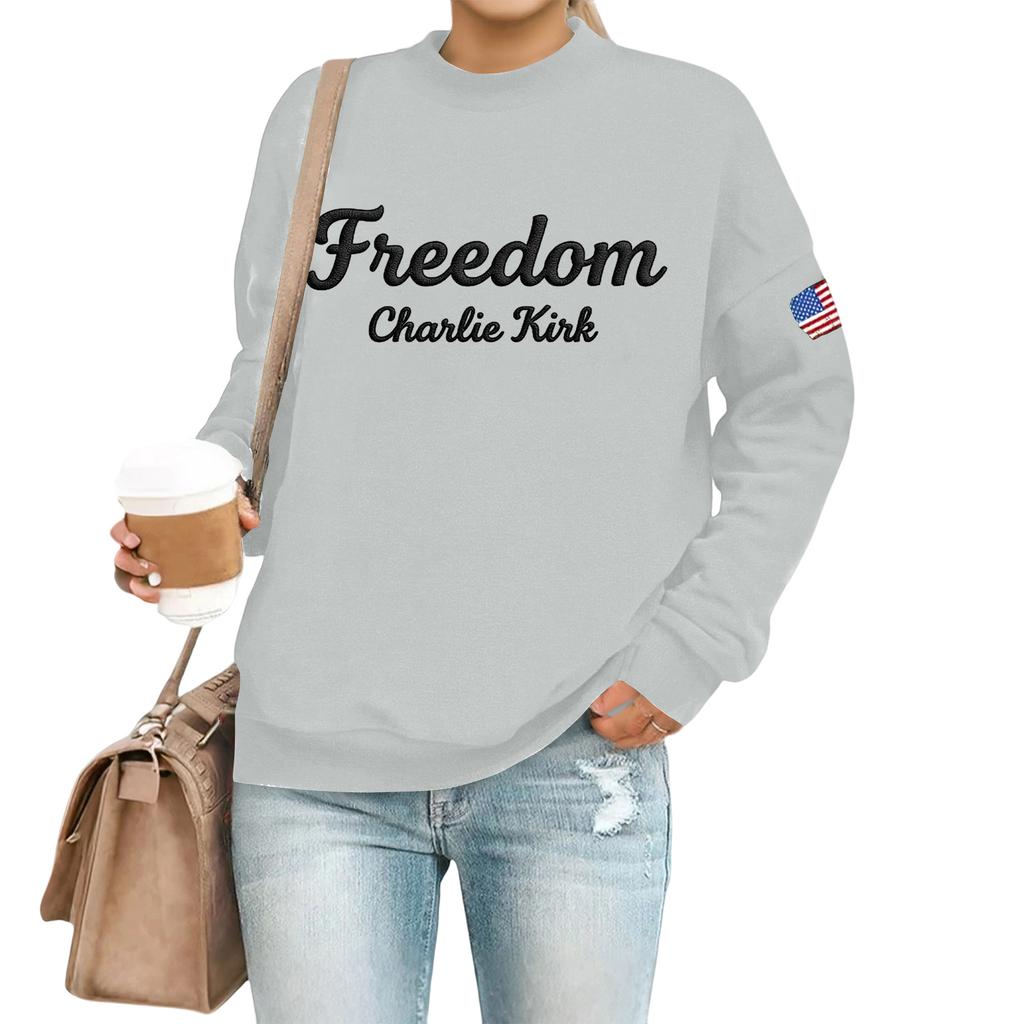 Women's Casual Fashion Round Neck Long Sleeve  Printed Sweatshirt